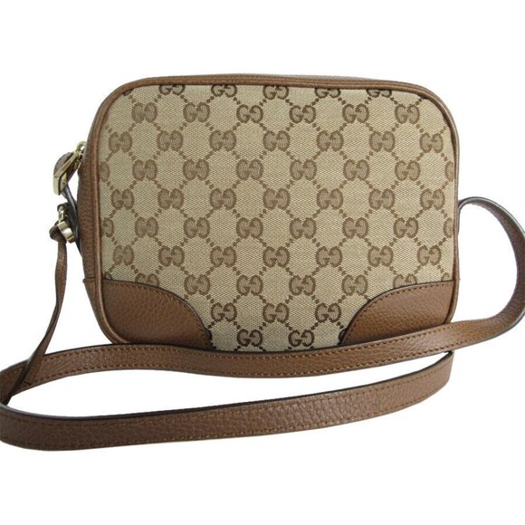 GUCCI GG CanvasCrossbody Shoulder Bag Beige / brown canvas/leather s0123f